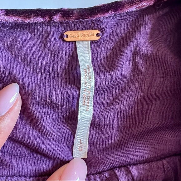 Free People Dress Oh So Easy Crushed Velvet Babydoll Mini Royal Purple Sz L NWT - Picture 6 of 9